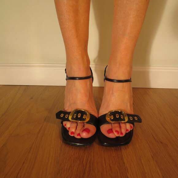 Last Chance CASADEI Black Buckle Design High Heel Sandals - Picture 2 of 8